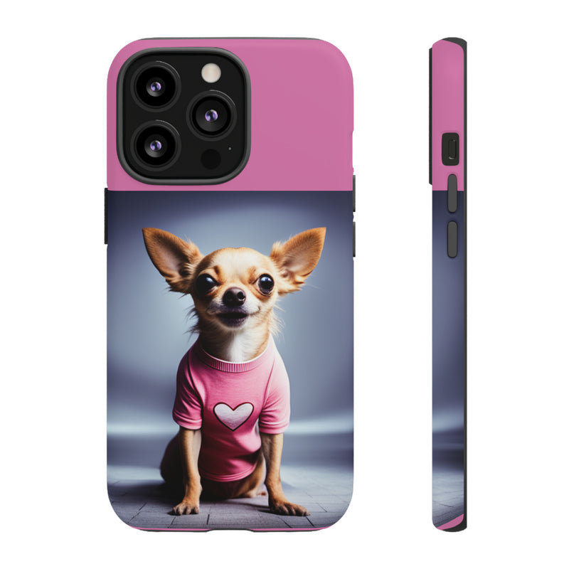 Pink Heart Chihuahua Tough Cases. All iPhone 15, 14, 13, 12, 11, X, 8 , Google Pixel 7, 6, 5, Samsung Galaxy 23, 22, 21, 20, 10