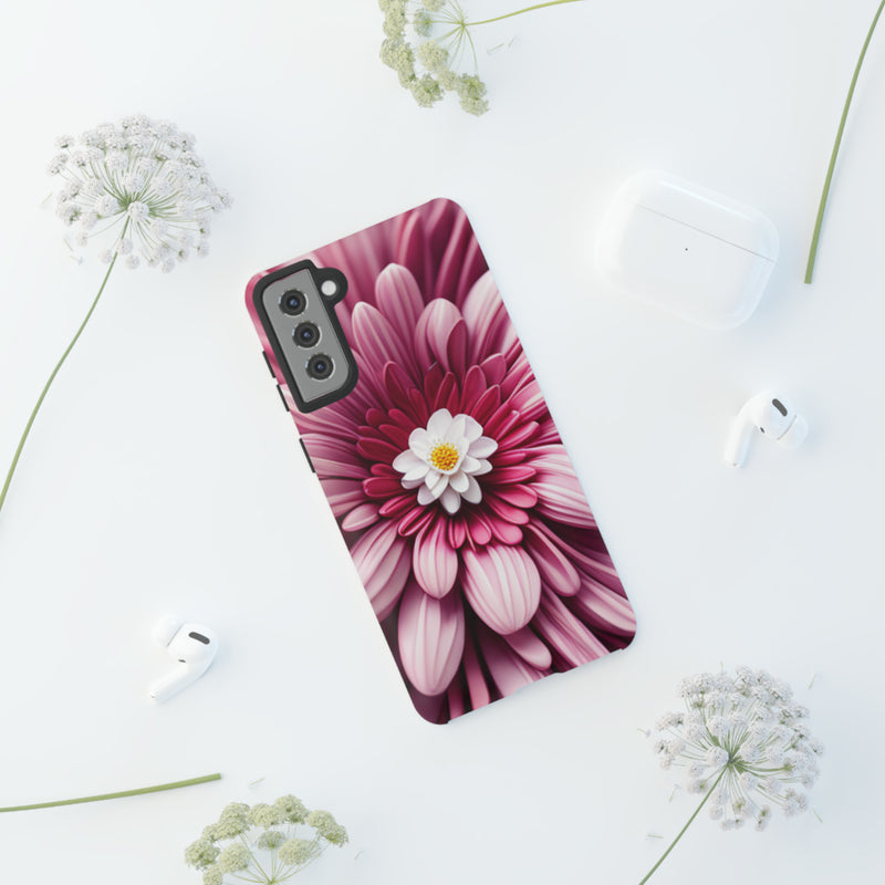 Pink Flower Tough Cases  All iPhone 15, 14, 13, 12, 11, X, 8 , Google Pixel 7, 6, 5, Samsung Galaxy 23, 22, 21, 20, 10