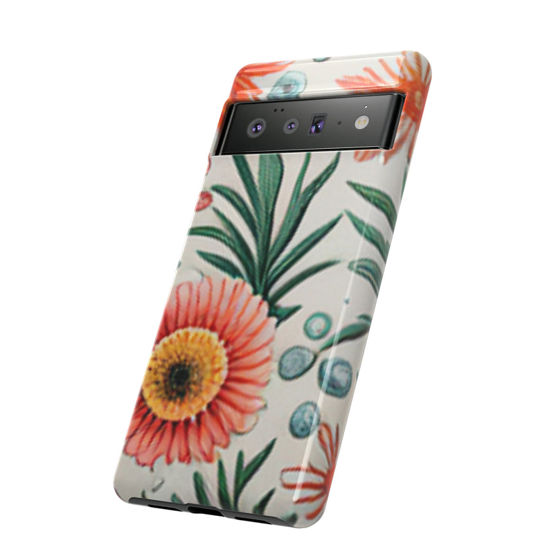 Orange Exotic Flowers Tough Cases All iPhone 15, 14, 13, 12, 11, X, 8 , Google Pixel 7, 6, 5, Samsung Galaxy 23, 22, 21, 20, 10