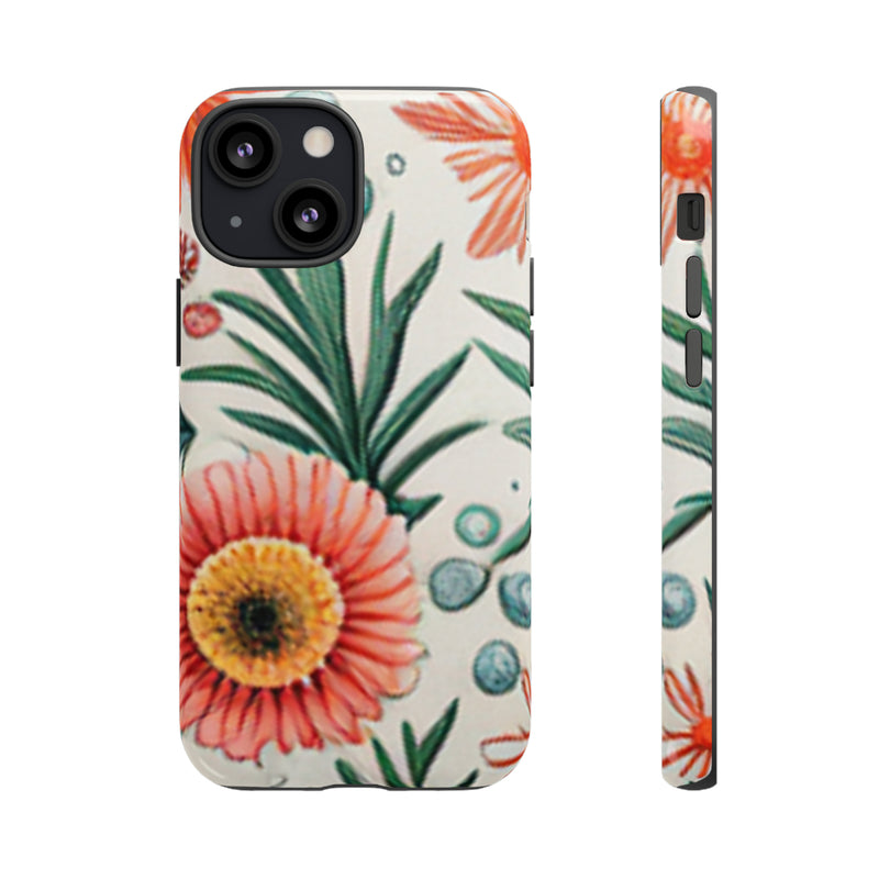 Orange Exotic Flowers Tough Cases All iPhone 15, 14, 13, 12, 11, X, 8 , Google Pixel 7, 6, 5, Samsung Galaxy 23, 22, 21, 20, 10