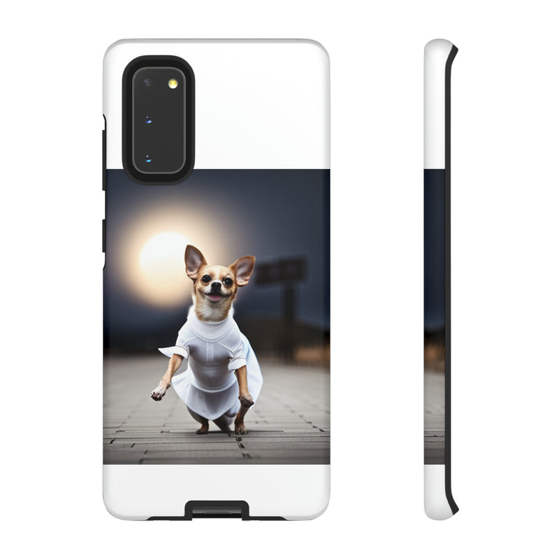 Cute White Dress Chihuahua Tough Cases. All iPhone 15, 14, 13, 12, 11, X, 8 , Google Pixel 7, 6, 5, Samsung Galaxy 23, 22, 21, 20, 10