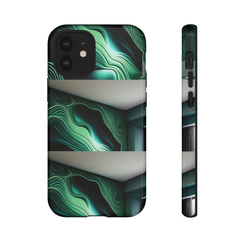 Green Geometric Patterns - Tough Cases  All iPhone 15, 14, 13, 12, 11, X, 8 , Google Pixel 7, 6, 5, Samsung Galaxy 23, 22, 21, 20, 10