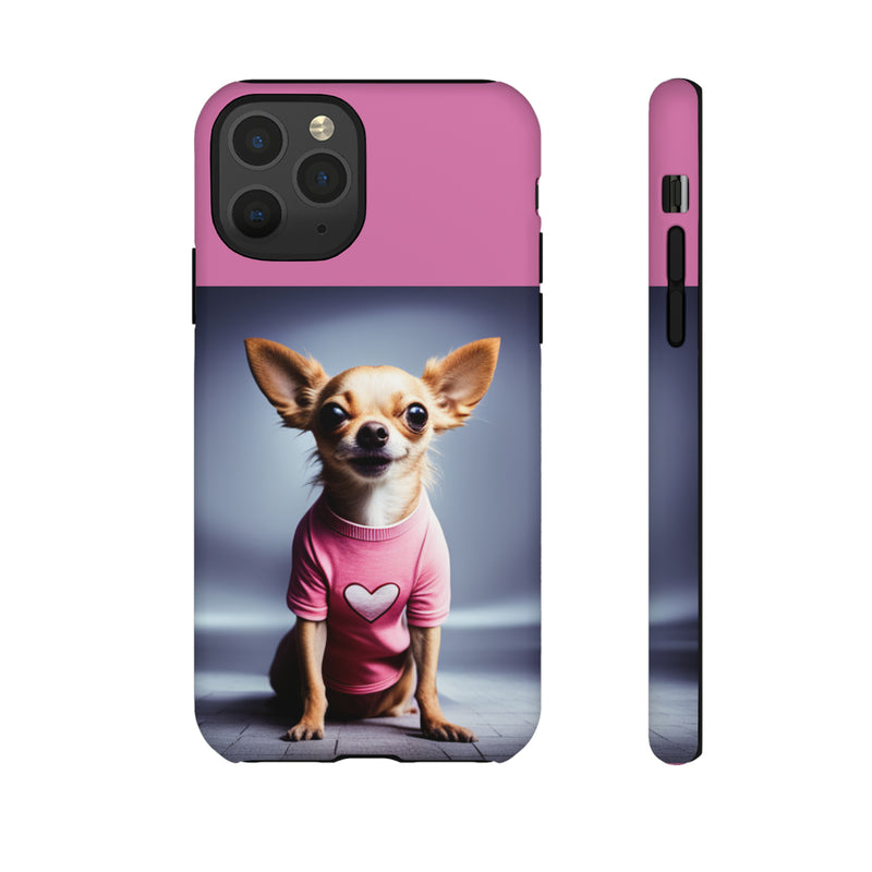 Pink Heart Chihuahua Tough Cases. All iPhone 15, 14, 13, 12, 11, X, 8 , Google Pixel 7, 6, 5, Samsung Galaxy 23, 22, 21, 20, 10