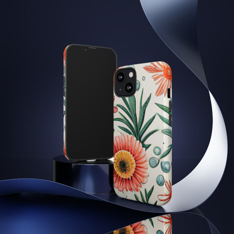 Orange Exotic Flowers Tough Cases All iPhone 15, 14, 13, 12, 11, X, 8 , Google Pixel 7, 6, 5, Samsung Galaxy 23, 22, 21, 20, 10