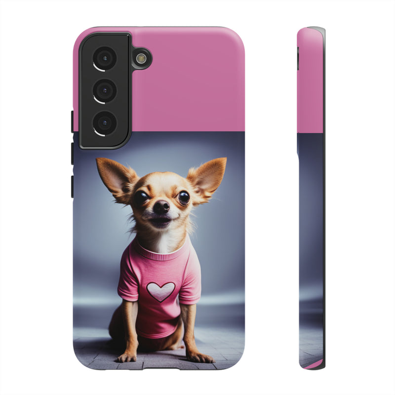 Pink Heart Chihuahua Tough Cases. All iPhone 15, 14, 13, 12, 11, X, 8 , Google Pixel 7, 6, 5, Samsung Galaxy 23, 22, 21, 20, 10