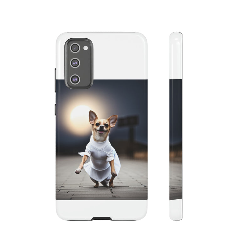 Cute White Dress Chihuahua Tough Cases. All iPhone 15, 14, 13, 12, 11, X, 8 , Google Pixel 7, 6, 5, Samsung Galaxy 23, 22, 21, 20, 10