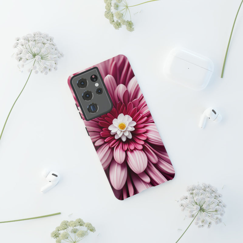 Pink Flower Tough Cases  All iPhone 15, 14, 13, 12, 11, X, 8 , Google Pixel 7, 6, 5, Samsung Galaxy 23, 22, 21, 20, 10