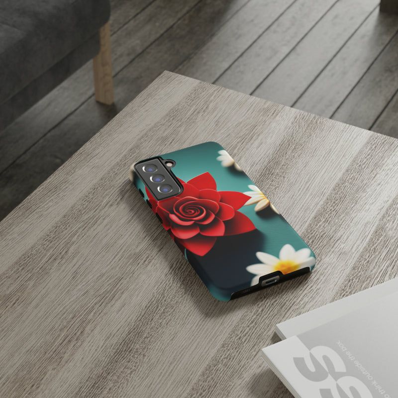 Red Flower On The Connor Tough Cases  All iPhone 15, 14, 13, 12, 11, X, 8 , Google Pixel 7, 6, 5, Samsung Galaxy 23, 22, 21, 20, 10