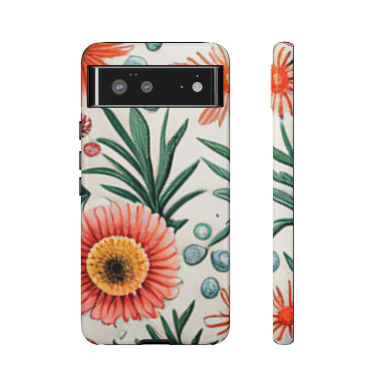 Orange Exotic Flowers Tough Cases All iPhone 15, 14, 13, 12, 11, X, 8 , Google Pixel 7, 6, 5, Samsung Galaxy 23, 22, 21, 20, 10