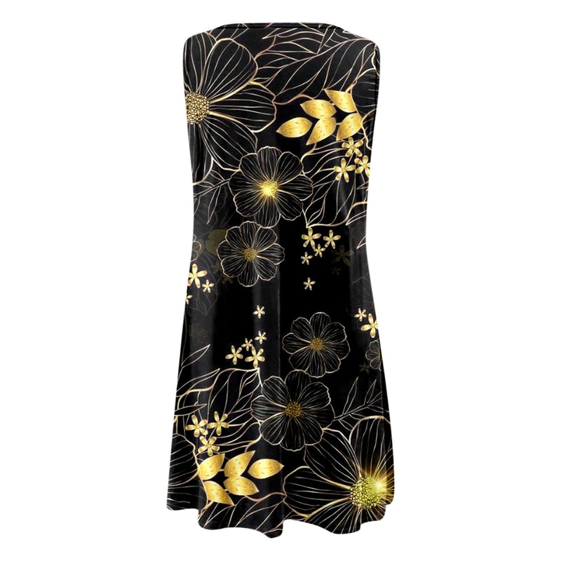 Women's Casual Printed Vest Sleeveless Dress