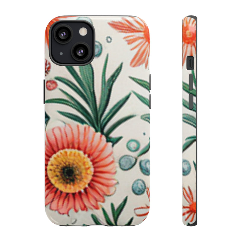 Orange Exotic Flowers Tough Cases All iPhone 15, 14, 13, 12, 11, X, 8 , Google Pixel 7, 6, 5, Samsung Galaxy 23, 22, 21, 20, 10