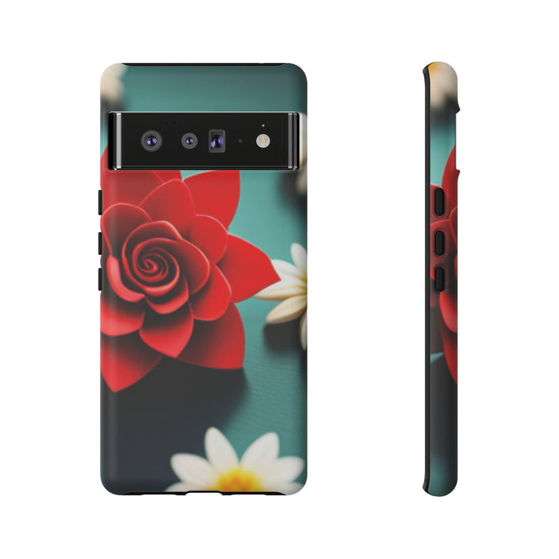 Red Flower On The Connor Tough Cases  All iPhone 15, 14, 13, 12, 11, X, 8 , Google Pixel 7, 6, 5, Samsung Galaxy 23, 22, 21, 20, 10