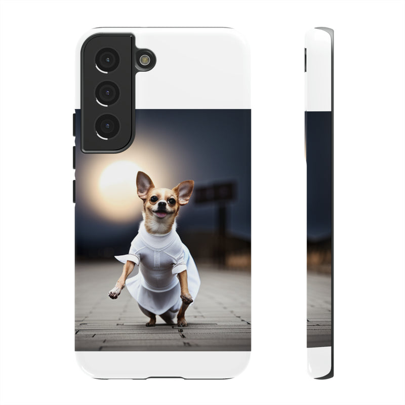 Cute White Dress Chihuahua Tough Cases. All iPhone 15, 14, 13, 12, 11, X, 8 , Google Pixel 7, 6, 5, Samsung Galaxy 23, 22, 21, 20, 10