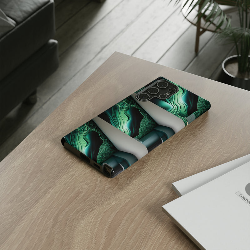 Green Geometric Patterns - Tough Cases  All iPhone 15, 14, 13, 12, 11, X, 8 , Google Pixel 7, 6, 5, Samsung Galaxy 23, 22, 21, 20, 10