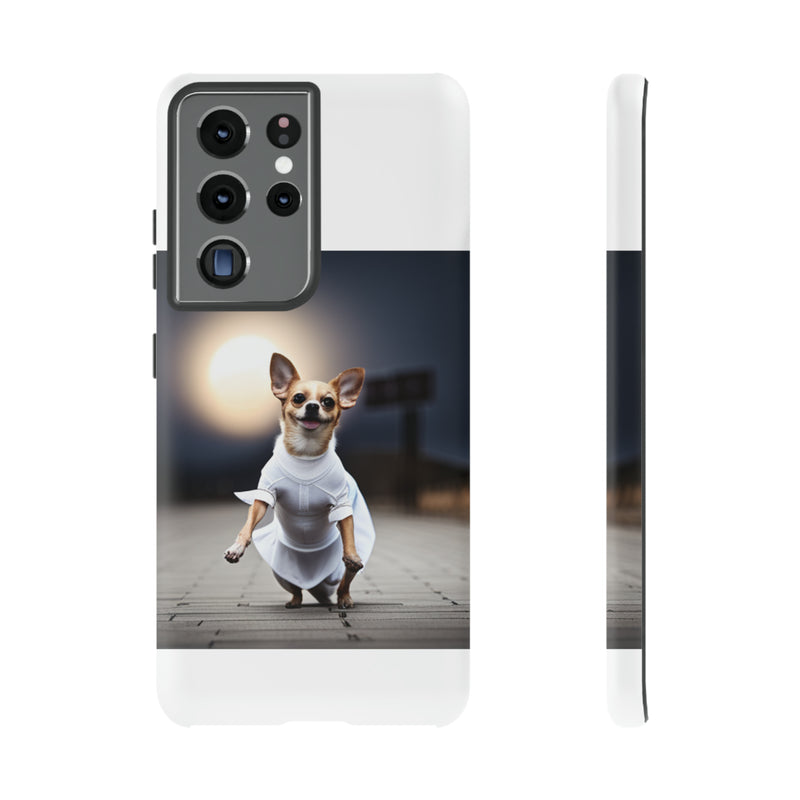 Cute White Dress Chihuahua Tough Cases. All iPhone 15, 14, 13, 12, 11, X, 8 , Google Pixel 7, 6, 5, Samsung Galaxy 23, 22, 21, 20, 10