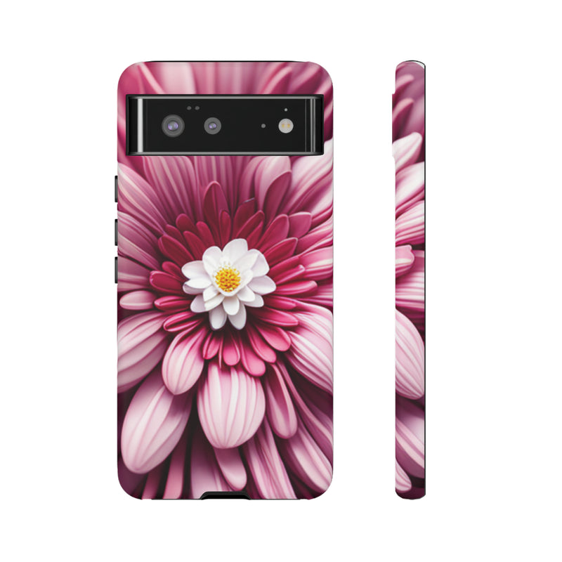 Pink Flower Tough Cases  All iPhone 15, 14, 13, 12, 11, X, 8 , Google Pixel 7, 6, 5, Samsung Galaxy 23, 22, 21, 20, 10