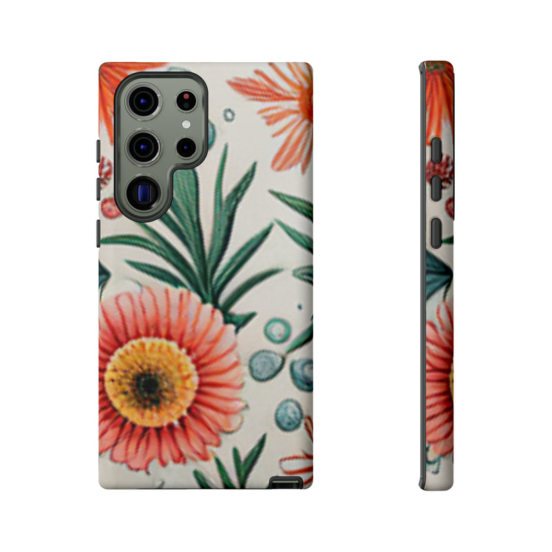 Orange Exotic Flowers Tough Cases All iPhone 15, 14, 13, 12, 11, X, 8 , Google Pixel 7, 6, 5, Samsung Galaxy 23, 22, 21, 20, 10