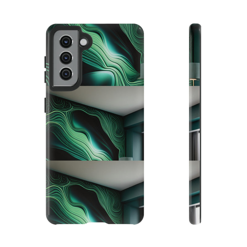 Green Geometric Patterns - Tough Cases  All iPhone 15, 14, 13, 12, 11, X, 8 , Google Pixel 7, 6, 5, Samsung Galaxy 23, 22, 21, 20, 10