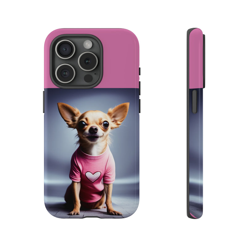 Pink Heart Chihuahua Tough Cases. All iPhone 15, 14, 13, 12, 11, X, 8 , Google Pixel 7, 6, 5, Samsung Galaxy 23, 22, 21, 20, 10