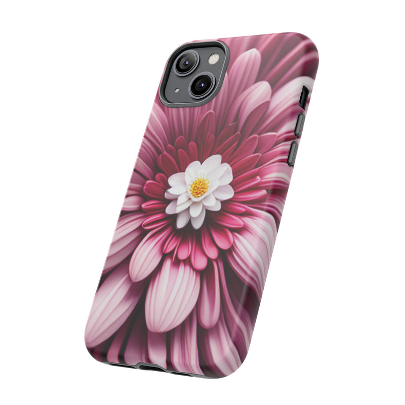 Pink Flower Tough Cases  All iPhone 15, 14, 13, 12, 11, X, 8 , Google Pixel 7, 6, 5, Samsung Galaxy 23, 22, 21, 20, 10