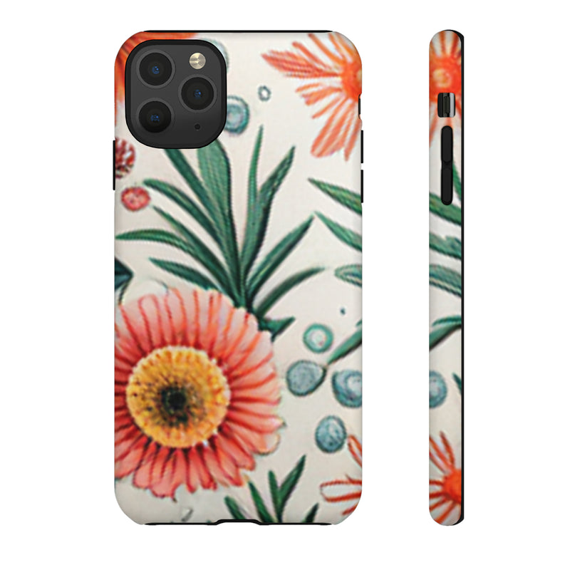 Orange Exotic Flowers Tough Cases All iPhone 15, 14, 13, 12, 11, X, 8 , Google Pixel 7, 6, 5, Samsung Galaxy 23, 22, 21, 20, 10