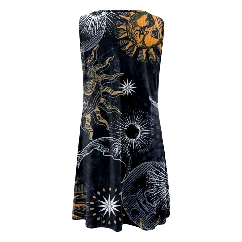 Women's Casual Printed Vest Sleeveless Dress