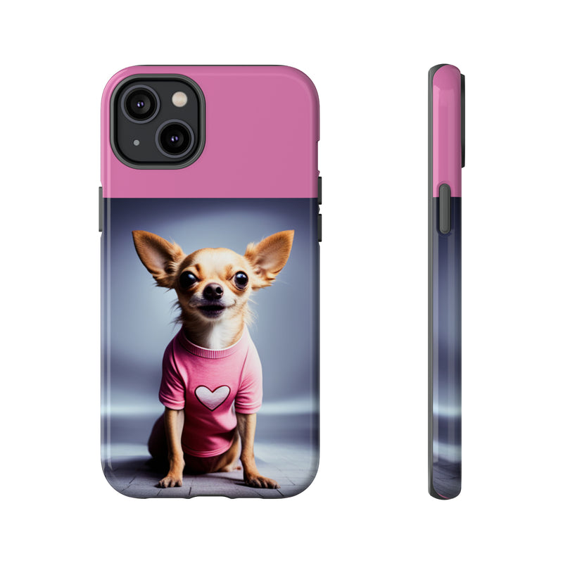 Pink Heart Chihuahua Tough Cases. All iPhone 15, 14, 13, 12, 11, X, 8 , Google Pixel 7, 6, 5, Samsung Galaxy 23, 22, 21, 20, 10