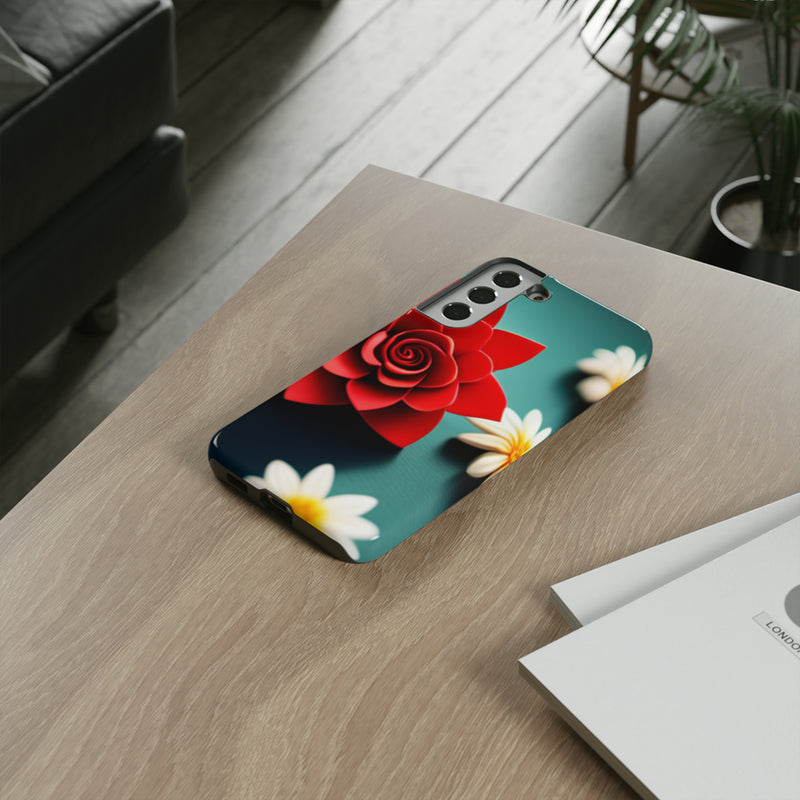 Red Flower On The Connor Tough Cases  All iPhone 15, 14, 13, 12, 11, X, 8 , Google Pixel 7, 6, 5, Samsung Galaxy 23, 22, 21, 20, 10