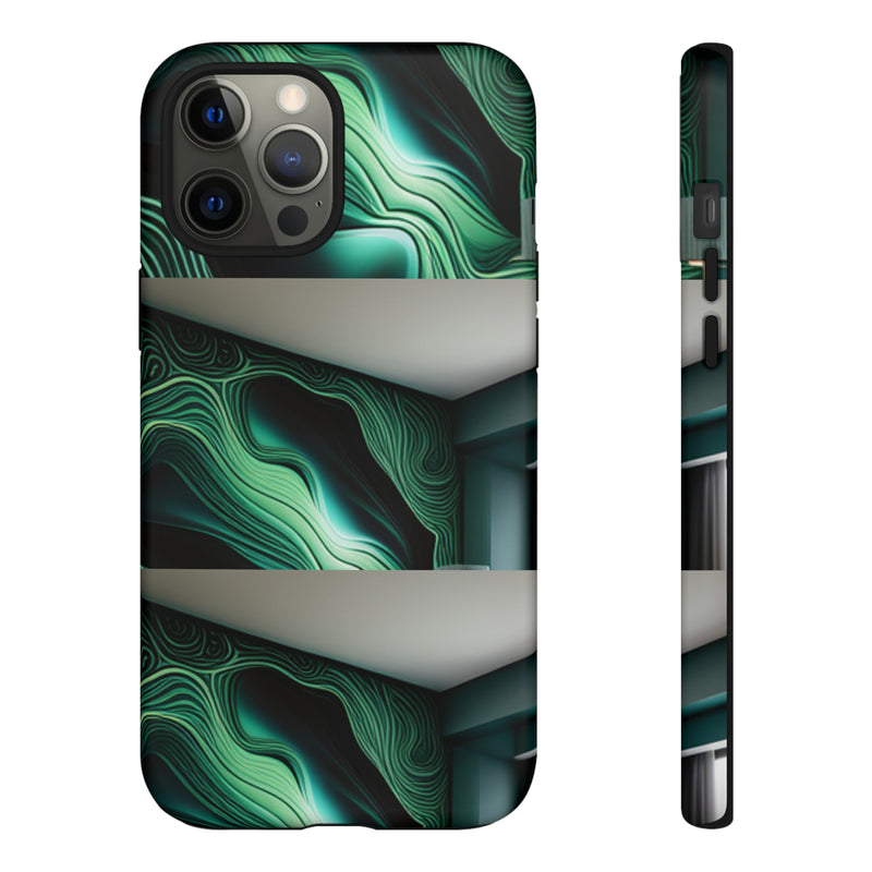 Green Geometric Patterns - Tough Cases  All iPhone 15, 14, 13, 12, 11, X, 8 , Google Pixel 7, 6, 5, Samsung Galaxy 23, 22, 21, 20, 10