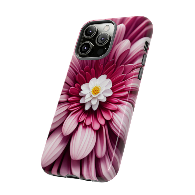 Pink Flower Tough Cases  All iPhone 15, 14, 13, 12, 11, X, 8 , Google Pixel 7, 6, 5, Samsung Galaxy 23, 22, 21, 20, 10