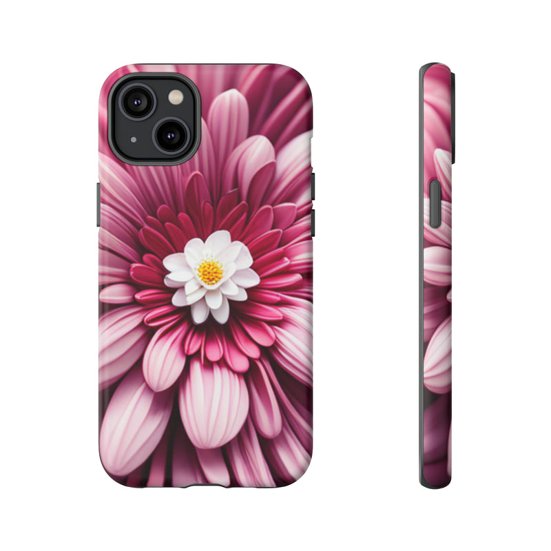 Pink Flower Tough Cases  All iPhone 15, 14, 13, 12, 11, X, 8 , Google Pixel 7, 6, 5, Samsung Galaxy 23, 22, 21, 20, 10