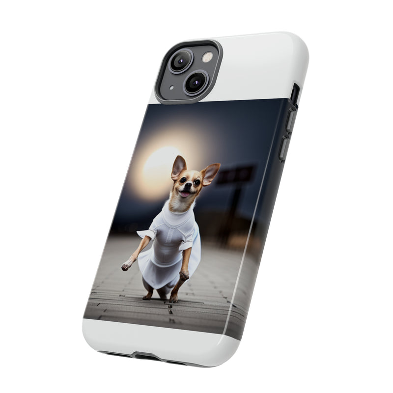 Cute White Dress Chihuahua Tough Cases. All iPhone 15, 14, 13, 12, 11, X, 8 , Google Pixel 7, 6, 5, Samsung Galaxy 23, 22, 21, 20, 10