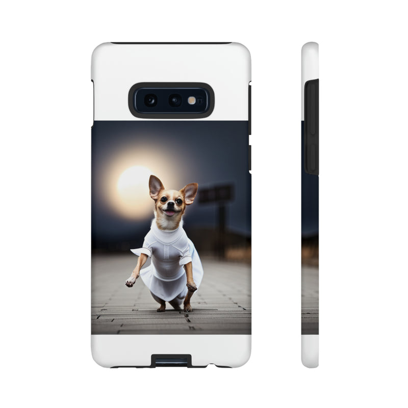 Cute White Dress Chihuahua Tough Cases. All iPhone 15, 14, 13, 12, 11, X, 8 , Google Pixel 7, 6, 5, Samsung Galaxy 23, 22, 21, 20, 10