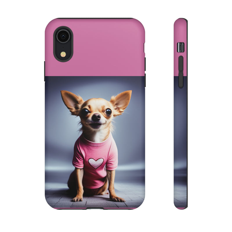 Pink Heart Chihuahua Tough Cases. All iPhone 15, 14, 13, 12, 11, X, 8 , Google Pixel 7, 6, 5, Samsung Galaxy 23, 22, 21, 20, 10