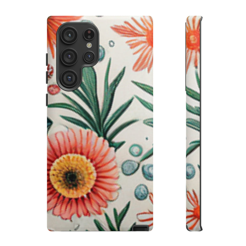 Orange Exotic Flowers Tough Cases All iPhone 15, 14, 13, 12, 11, X, 8 , Google Pixel 7, 6, 5, Samsung Galaxy 23, 22, 21, 20, 10