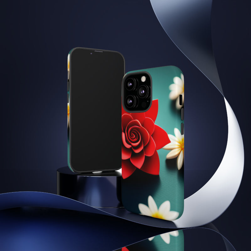 Red Flower On The Connor Tough Cases  All iPhone 15, 14, 13, 12, 11, X, 8 , Google Pixel 7, 6, 5, Samsung Galaxy 23, 22, 21, 20, 10