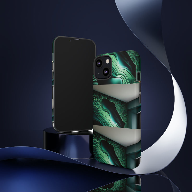 Green Geometric Patterns - Tough Cases  All iPhone 15, 14, 13, 12, 11, X, 8 , Google Pixel 7, 6, 5, Samsung Galaxy 23, 22, 21, 20, 10