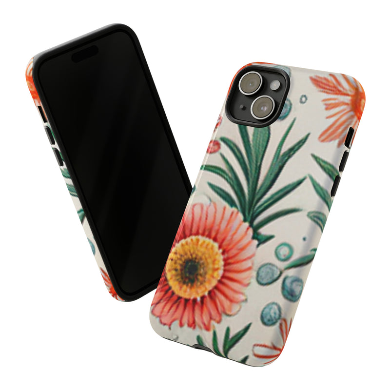 Orange Exotic Flowers Tough Cases All iPhone 15, 14, 13, 12, 11, X, 8 , Google Pixel 7, 6, 5, Samsung Galaxy 23, 22, 21, 20, 10