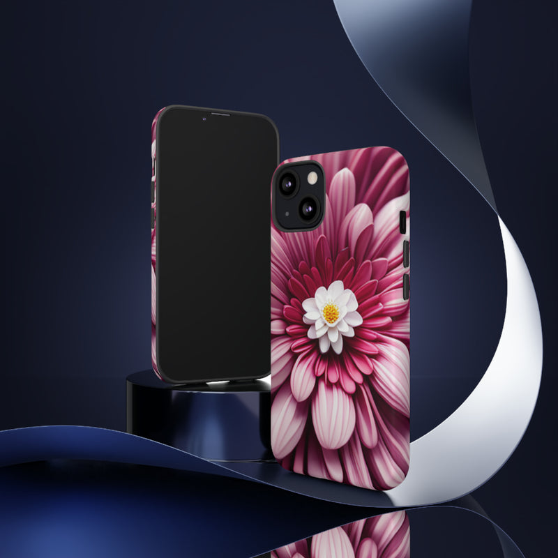 Pink Flower Tough Cases  All iPhone 15, 14, 13, 12, 11, X, 8 , Google Pixel 7, 6, 5, Samsung Galaxy 23, 22, 21, 20, 10