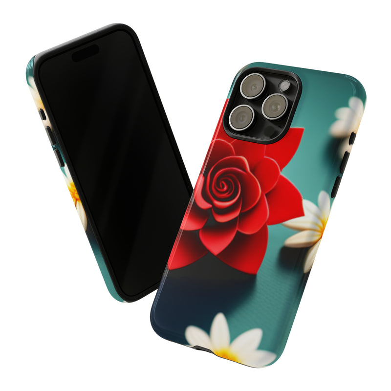 Red Flower On The Connor Tough Cases  All iPhone 15, 14, 13, 12, 11, X, 8 , Google Pixel 7, 6, 5, Samsung Galaxy 23, 22, 21, 20, 10