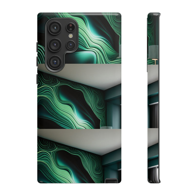 Green Geometric Patterns - Tough Cases  All iPhone 15, 14, 13, 12, 11, X, 8 , Google Pixel 7, 6, 5, Samsung Galaxy 23, 22, 21, 20, 10