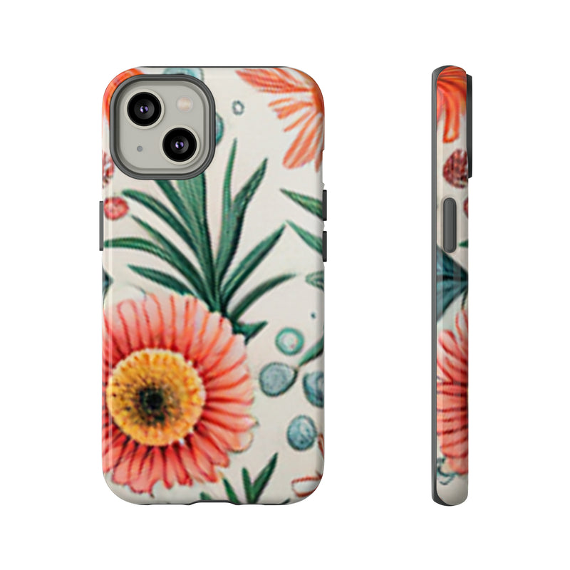 Orange Exotic Flowers Tough Cases All iPhone 15, 14, 13, 12, 11, X, 8 , Google Pixel 7, 6, 5, Samsung Galaxy 23, 22, 21, 20, 10