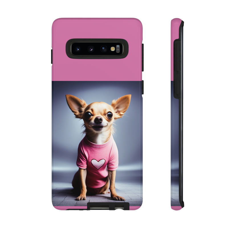 Pink Heart Chihuahua Tough Cases. All iPhone 15, 14, 13, 12, 11, X, 8 , Google Pixel 7, 6, 5, Samsung Galaxy 23, 22, 21, 20, 10