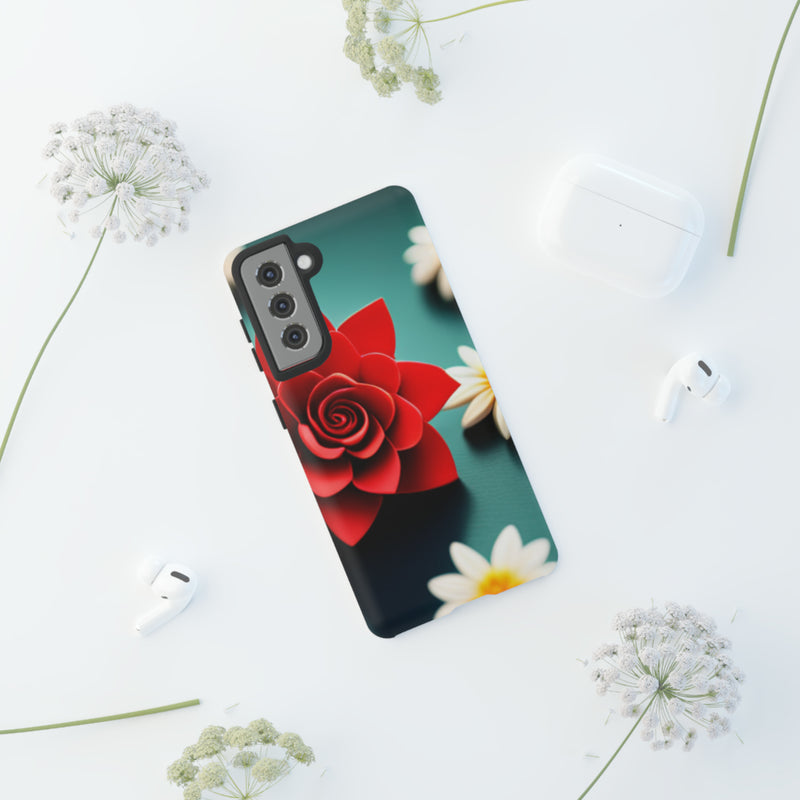 Red Flower On The Connor Tough Cases  All iPhone 15, 14, 13, 12, 11, X, 8 , Google Pixel 7, 6, 5, Samsung Galaxy 23, 22, 21, 20, 10