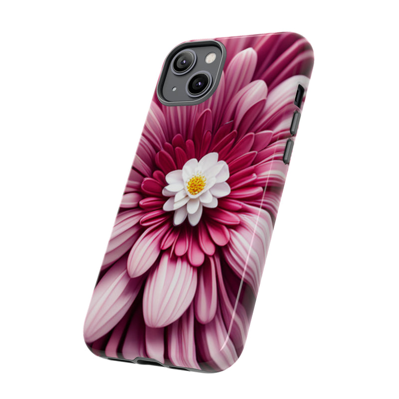 Pink Flower Tough Cases  All iPhone 15, 14, 13, 12, 11, X, 8 , Google Pixel 7, 6, 5, Samsung Galaxy 23, 22, 21, 20, 10