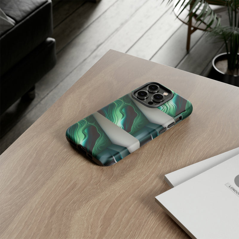 Green Geometric Patterns - Tough Cases  All iPhone 15, 14, 13, 12, 11, X, 8 , Google Pixel 7, 6, 5, Samsung Galaxy 23, 22, 21, 20, 10