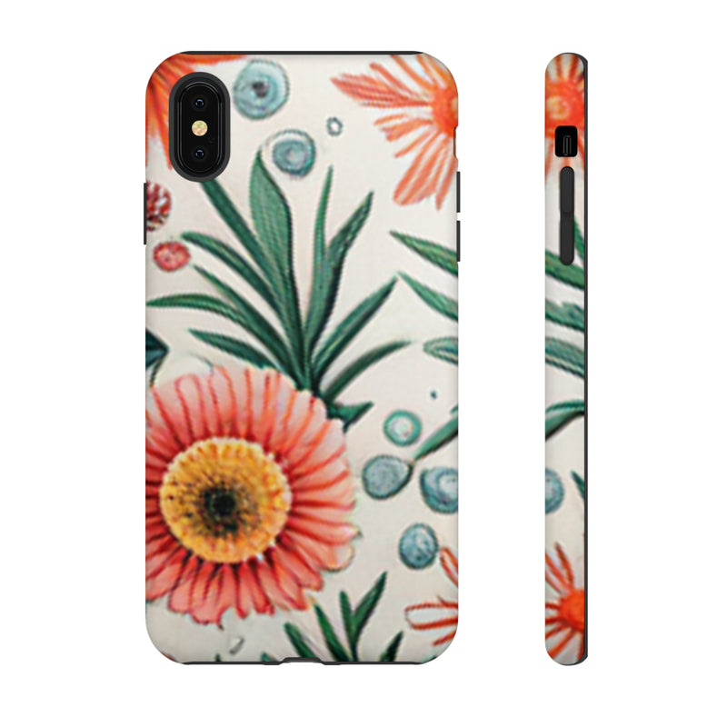 Orange Exotic Flowers Tough Cases All iPhone 15, 14, 13, 12, 11, X, 8 , Google Pixel 7, 6, 5, Samsung Galaxy 23, 22, 21, 20, 10