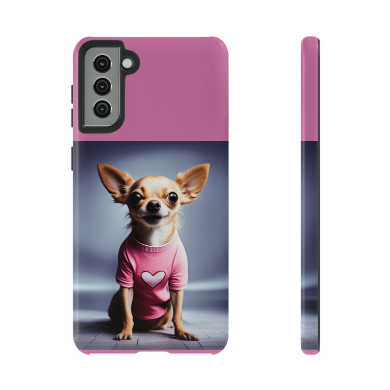 Pink Heart Chihuahua Tough Cases. All iPhone 15, 14, 13, 12, 11, X, 8 , Google Pixel 7, 6, 5, Samsung Galaxy 23, 22, 21, 20, 10