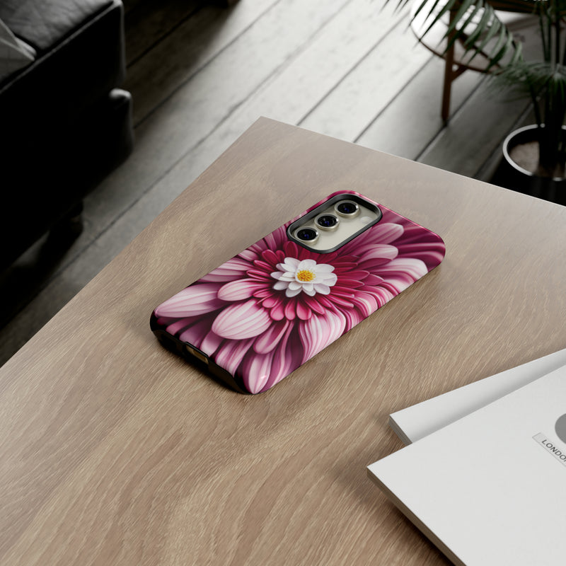 Pink Flower Tough Cases  All iPhone 15, 14, 13, 12, 11, X, 8 , Google Pixel 7, 6, 5, Samsung Galaxy 23, 22, 21, 20, 10