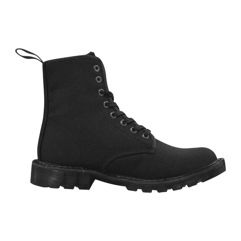 Men's Lace Up Canvas Boots (Model1203H)(Black)